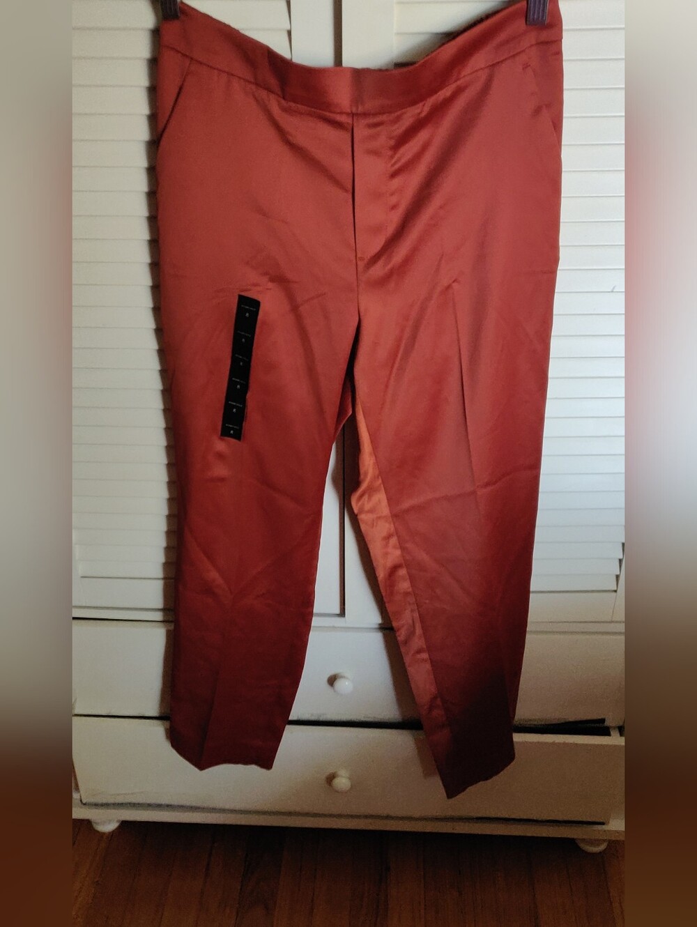 Banana Republic Hayden Satin Midrise Pants Straight  Tappered Ankle Rust New OOS